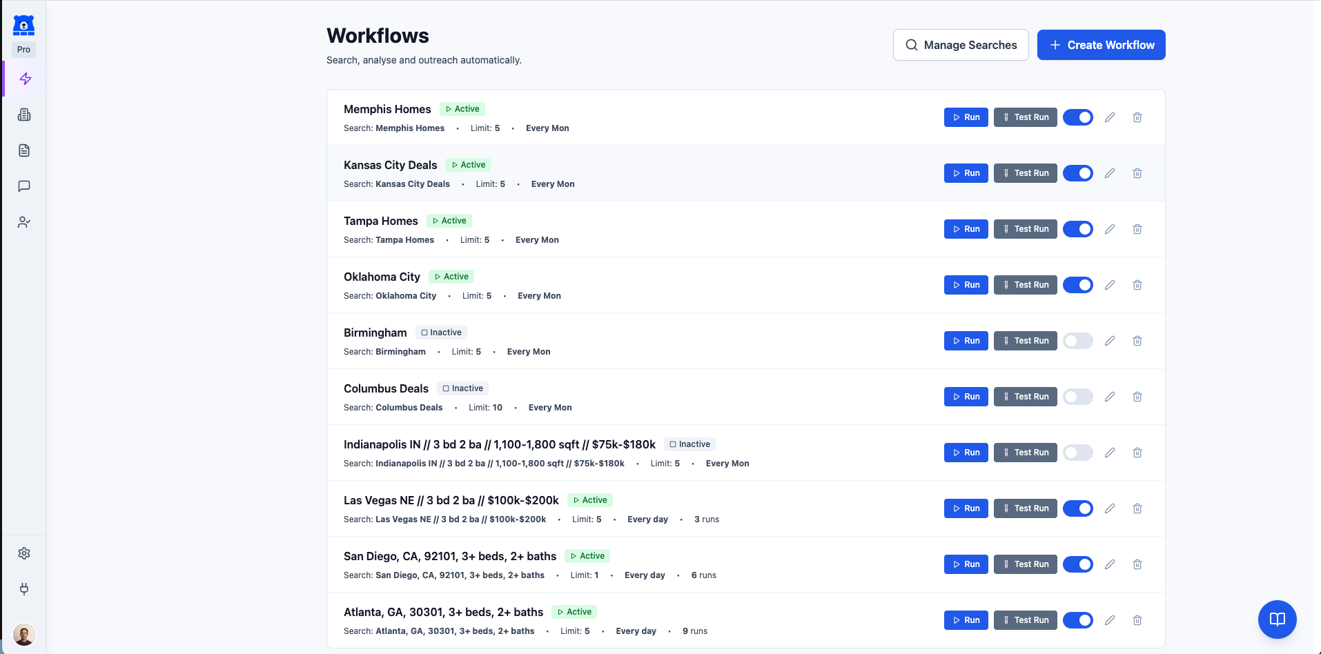 Workflows Automation Interface